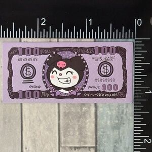🌀10/$10🌀 Sanrio Banknote Reusable Waterproof Vinyl Sticker Decal